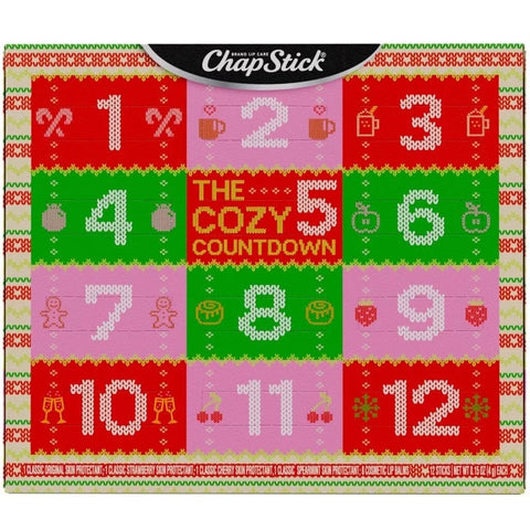 ChapStick Advent Calendar 2025 – Cozy Countdown to Christmas, Variety 12-Pack Lip Balm Gift Set, Holiday Gifts for Women, Men, Teens, Coworkers, Grandpa & Grandma, 0.15 Oz Each